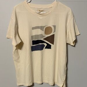 Madewell Cream Abstract Graphic Tee. Ladies. Med. 💯 cotton